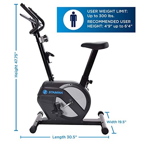 Stamina Upright Exercise Bike 1308 - Smart Workout App, No Subscription Required - Compact Stationary Indoor Cycle w/ Magnetic Resistance