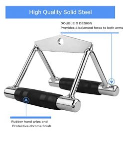 Double D Row Handle Cable Machine Attachment for Gym, V Bar Cable Attachment– Non Slip Handle & 367° Steel Swivel