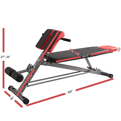 FINER FORM Multi-Functional Weight Bench for Full All-in-One Body Workout – Hyper Back Extension, Roman Chair, Adjustable Ab Sit up Bench, Decline Bench, Flat Bench