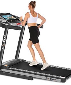 SYTIRY Treadmill with Large 10" Touchscreen and WiFi Connection, YouTube, Facebook and More, 3.25hp Folding Treadmill, Cardio Fitness Running Machine for Walking Jogging Home Treadmill