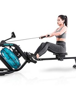 Merax Water Rowing Machine – Fitness Indoor Water Rower with LCD Monitor Home Gym Equipment (Black)