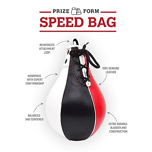PRIZE FORM Leather Speed Bag for Boxing - Speed Ball Punching Bag for MMA Muy Thai Workout, Pro Boxing Bag for Home Gym, Boxing Training for Beginners Intermediate, Stress Relief Exercise Equipment