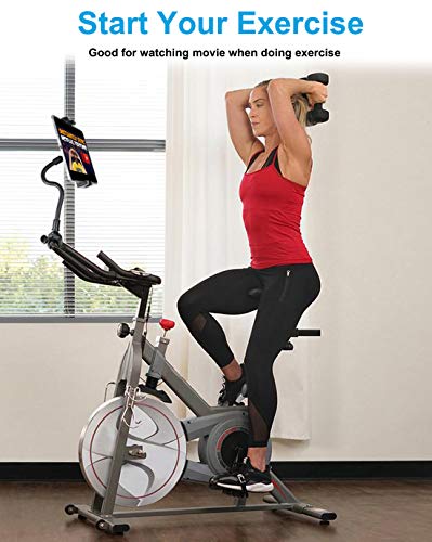 woleyi Spinning Bike Tablet Mount, Gooseneck Indoor Stationary Exercise Bike Phone iPad Holder, Treadmill Elliptical Handlebar Stand for iPad Pro 9.7, 11, 12.9/Air/Mini, Galaxy Tabs, More 4-13" Device