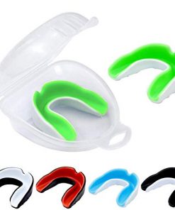 MENOLY 5 Pack Youth Mouth Guard Sports Mouthguards for Kids Double Colored for Football Basketball Boxing MMA Hockey with Free Case