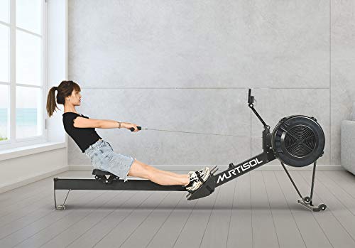 Murtisol Air Resistance Rowing Machine Air Rower 10 Level Adjustable Resistance with Smart Monitor for Home Use