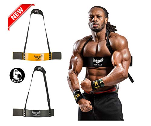 U APPAREL Arm Blaster by Ulisses Jr Premium Bicep Curl Support Isolator Heavy Duty Adjustable Bodybuilding Gym Curling Biceps Bomber Straps Pro Isolation Fitness for Arm Size & Strength Black