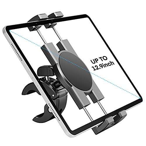 Spin Bike Tablet Holder Mount, Phone iPad Holder Stand Exercise Bike Handlebar Mount For Stationary Bicycle, Treadmill, Microphone Stand, Fit For iPad Pro 12.9, Air, Mini, Galaxy Tabs, iPhone(4.7-13”)