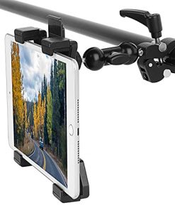 iTODOS Tablet Holder for Spin Bike, Stroller,Treadmill,Golf Cart, Wheelchair,Stationary Bike,Microphone Stand, Adjustable 7~11