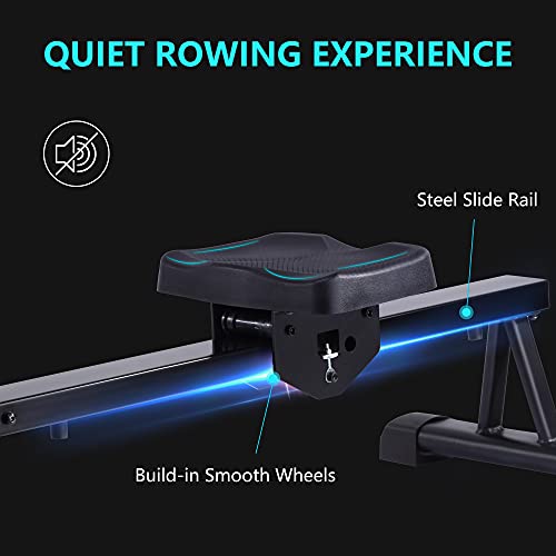 ECHANFIT Water Rowing Machine Rower 400 LB Weight Capacity with 6 Levels Resistance for Home Use – R49 Max