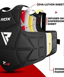 RDX Boxing Body Protector, MMA Kickboxing Muay Thai Chest Guard, SATRA Approved, Sparring Training Heavy Punching, Adjustable Strike Shield, Martial Arts Upper Body Ribs Protection Pad, Taekwondo Vest