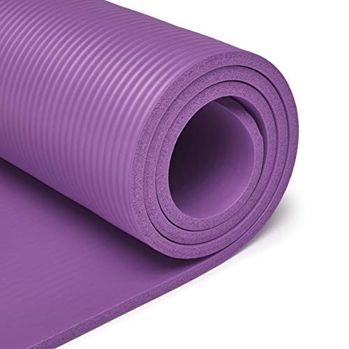 Amazon Basics Extra Thick Exercise Yoga Gym Floor Mat with Carrying Strap - 74 x 24 x .5 Inches, Purple