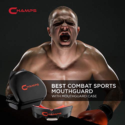Champs Breathable Mouthguard for Boxing, Jiu Jitsu, MMA, Muay Thai, Sports, and Wrestling. Easy Fit Boxing Mouthguard Super Tough MMA Mouthguard. Combat Sports Mouthpiece (Black, Ages 10 and Above)