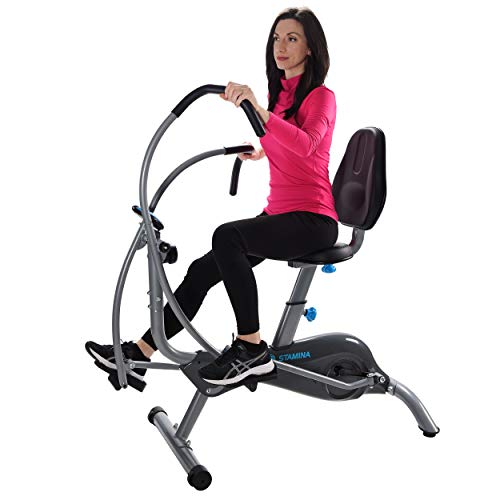 Stamina EasyStep Recumbent Stepper w/ Arm Exerciser - Smart Workout App - Seated Cross Trainer Full Body Exercise Machine