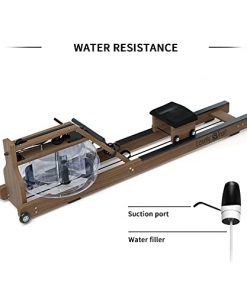 Lovely Snail Water Rowing Machine for Home Use Wooden Vintage Water Rower with Bluetooth Monitor Home Gym Fitness Cadio Exercise Equipment Brown