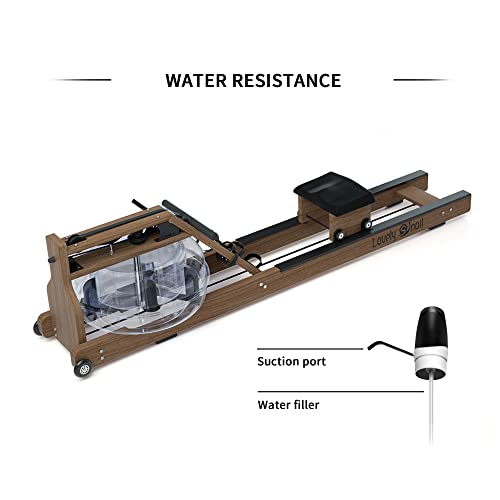 Lovely Snail Water Rowing Machine for Home Use Wooden Vintage Water Rower with Bluetooth Monitor Home Gym Fitness Cadio Exercise Equipment Brown
