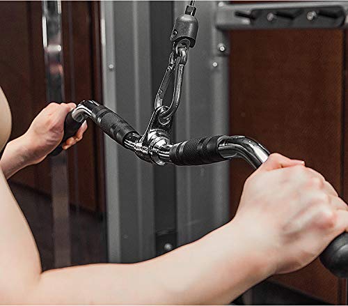 Lat Bar Cable Machine Attachment, Curl Pulldown Bar with Full Rotation and Rubber Handle for Gym, Strength Workout, Body Training, Muscle Building, 30 Inch