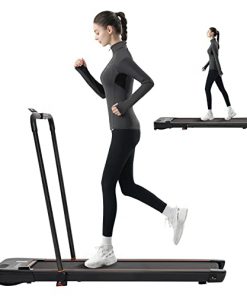 LSRZSPORT 2 in 1 Foldable Treadmill for Home, Under Desk Treadmill with Speaker LED Display and Remote Control Walking Jogging Running Machine, Installation-Free