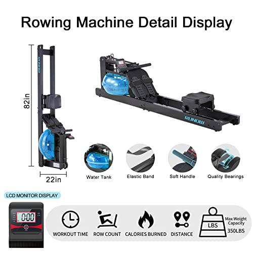 RUNOW Wood Water Rowing Machine, Wooden Indoor Rower Water Resistance for Home Use with LCD Monitor
