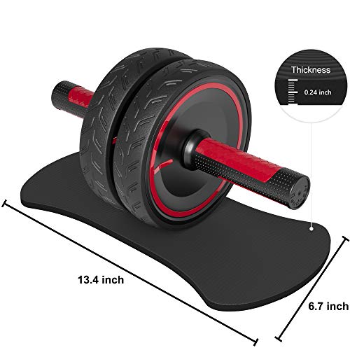 Readaeer Metal Handle Ab Roller Wheel with Knee Pad Abdominal Exercise for Home Gym Fitness Equipment