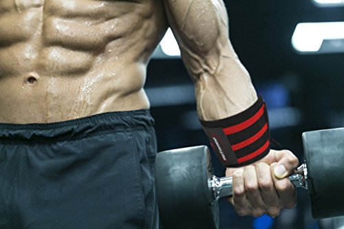 Rip Toned Wrist Wraps - 18" Professional Grade with Thumb Loops - Wrist Support Braces - Men & Women - Weight Lifting, Crossfit, Powerlifting, Strength Training (Red – Stiff)