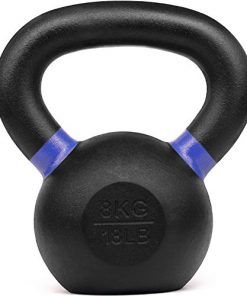 Yes4All Powder Coated Kettlebell Weights with Wide Handles & Flat Bottoms – 8kg/18lbs Cast Iron Kettlebells for Strength, Conditioning & Cross-Training (WTGA)