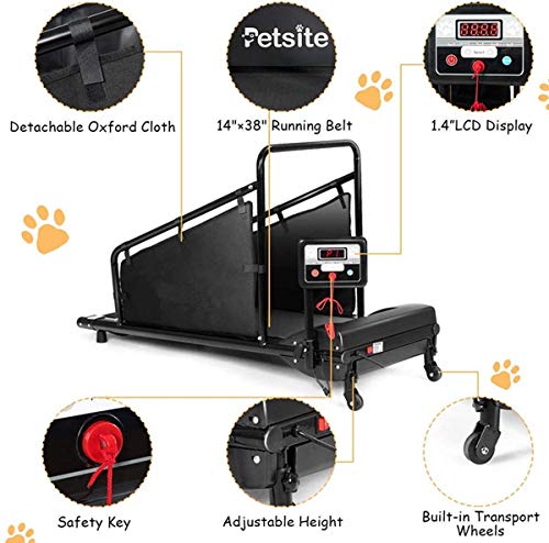 Goplus Dog Treadmill, Pet Running Machine for Small/Medium-Sized Dogs Indoor Exercise, Pet Fitness Equipment with Remote Control and 1.4'' Display Screen (Black)