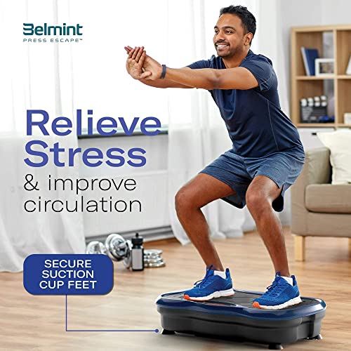Vibration Plate Exercise Machine – Belmint Lymphatic Drainage Machine – 2 Resistance Bands and Fitness Workout Instructions – Equipment Improves Circulation & Strength