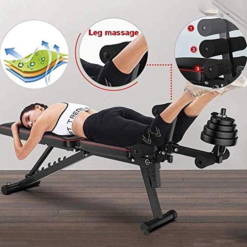 Adjustable Weight Bench Workout Bench, Olympic Workout Bench Press, Body Solid Leg Extension Leg Curl Machine, 5+3 Positions Weight Bench for Full Body Workout,with Resistance Bands