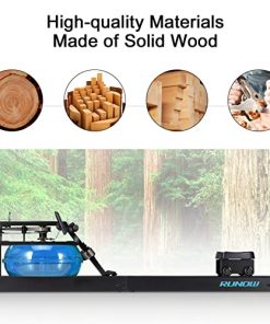 RUNOW Wood Water Rowing Machine, Wooden Indoor Rower Water Resistance for Home Use with LCD Monitor