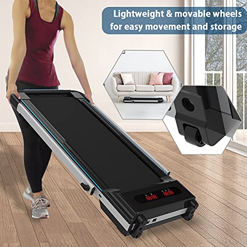 CIIHI C Portable Treadmill for Small Spaces Foldable Under Desk Compact for Home Office Apartment Electric Walking Machine with Safety Key Remote Control and 2 Wheels