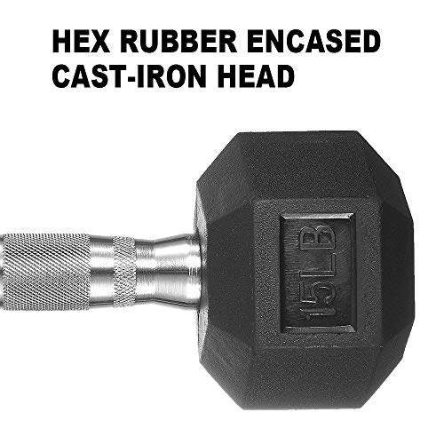 papababe Dumbbell Set Rubber Encased Hex Dumbbell Free Weights Dumbbells Set Home Weight Set(A Pair of 5 10 15 20 25 LB Dumbbell and rack)