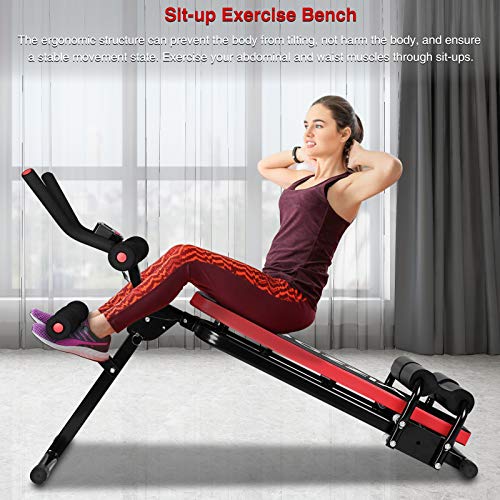 Bigzzia Ab Exercise Bench, Abdominal Workout Machine Foldable Sit Up Bench, Full Body Exercise Equipment with LCD Monitor for Leg,Thighs,Buttocks,Rodeo,Sit-up Exercise