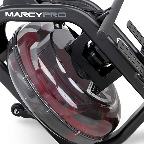 Marcy Pro Water Resistance Rower Rowing Machine for Home Gym LCD Monitor Tracks Time Distance Strokes and Calories NS-6023RW, Black/red/Silver