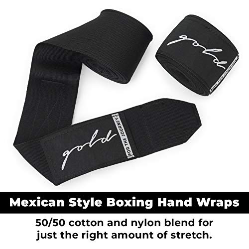 Gold BJJ Boxing Hand Wraps - Extra Long Mexican Style 200" Handwraps for Boxers, Kickboxing, Muay Thai, and MMA