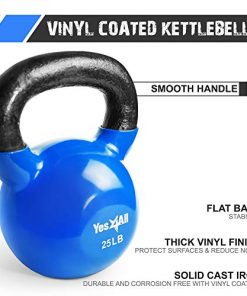 Yes4All Vinyl Coated Kettlebell Weights – Great for Full Body Workout and Strength Training (25Lb - Dark Blue)