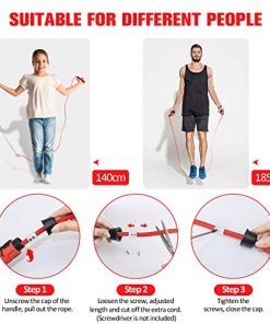 COMSOON Jump Rope, Tangle-Free Adjustable Jumping Rope with Ball Bearings, Durable Skipping Rope with Memory Foam Handles & Weight Blocks for Fitness Workout Cardio Endurance Training