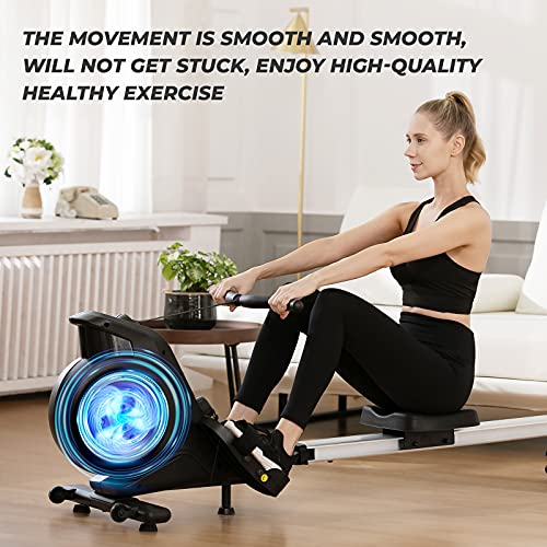 Yovital Foldable Rowing Machine for Home Use, Rowing Machine Rower Exercise Equipment, Row Machine 8 Level Adjustable Magnetic Resistance with LCD Monitor, Full Body Fitness