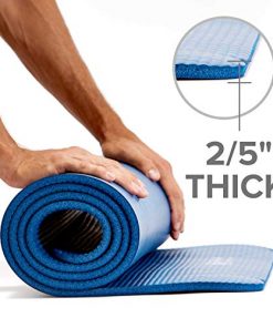 Gaiam Essentials Thick Yoga Mat Fitness & Exercise Mat With Easy-Cinch Yoga Mat Carrier Strap, Teal, 72
