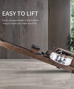 BATTIFE Water Rowing Machine with Bluetooth Monitor for Home Gyms Fitness Indoor Use, Solid Black Walnut Wood Rower 350lb Weight Capacity with a Dust Cover and Electric Pump