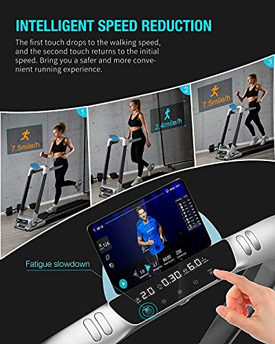OVICX Q2S Folding Portable Treadmill Compact Walking Running Machine for Home Gym Workout Electric Foldable Treadmills with LED Display Phone Holder for Small Spaces 3.0HP Weight Capacity 300 lbs