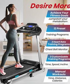 SereneLife Foldable Digital Home Gym Treadmill | Smart Auto Incline Exercise Machine with Downloadable App | Large Running Treadmill with MP3 Player & Stereo Speakers | 2.5HP, 10MPH Speed - SLFTRD35