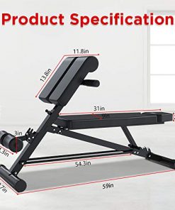 Yoleo Adjustable Weight Bench- 500lbs Utility Bench for Full Body Workout; Multi Purpose Decline Fitness Bench Roman Chair; Sit Up Abs All-in-One Hyper Back Extension Exercise Bench