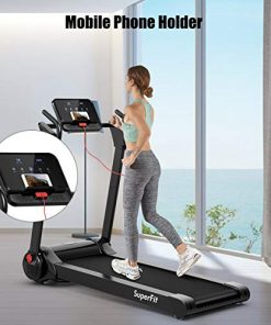 GYMAX Folding Treadmill, 2.25HP Electric Motorized Running Walking Machine with LED Touch Screen, Portable Cardio Workout Treadmill for Home Gym Office (Black)