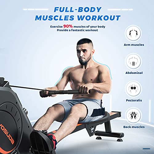 YOSUDA Magnetic Rowing Machine 350 LB Weight Capacity - Foldable Rower for Home Use with LCD Monitor, Tablet Holder and Comfortable Seat Cushion