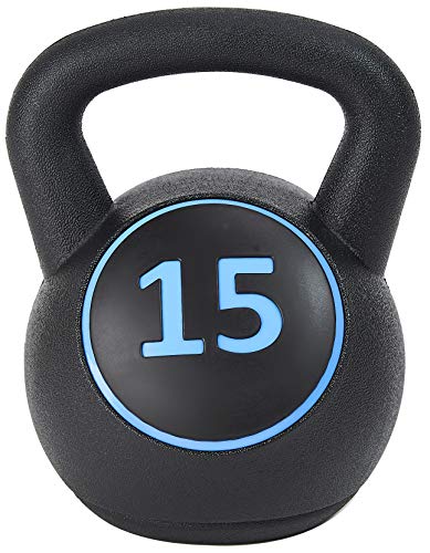 Sporzon! Wide Grip Kettlebell Exercise Fitness Weight Set, Includes 5 lbs, 10 lbs, 15 lbs, Multicolor