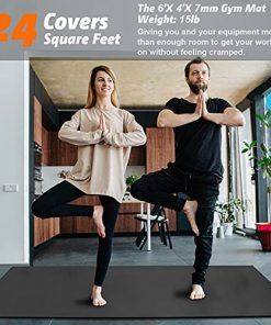 Large Exercise Mat 6'x4'x7mm Workout Mats for Home Gym Mats Gym Flooring Rubber Workout Mat Fitness Mat Large Yoga Mat Cardio Mat for Weightlifting, Jump Rope, MMA, Stretch, Plyo, Pilates, Non-Slip