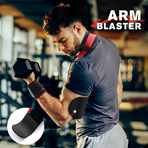 Tikaton Arm Blaster with Wrist Wraps for Biceps & Triceps, Adjustable Bicep Isolator Arm Curl Blaster for Big Arms Bodybuilding & Weightlifting, Thick Aluminum Biceps Workout Equipment
