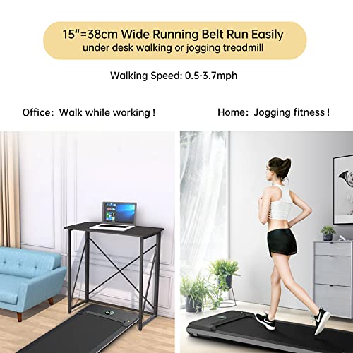 RHYTHM FUN Treadmill Under Desk Walking Treadmill Compact Portable Mini Treadmill for Small Spaces Installation-Free Quiet Jogging Treadmill with Smart Remote and Workout App for Home Office Apartment