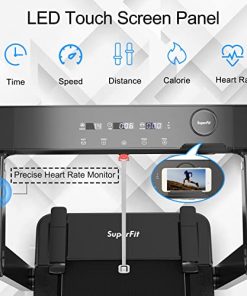 Goplus 4.0HP Heavy Duty Folding Treadmill, Electric Foldable Superfit Treadmill with LED Touch Screen, Heart Rate Belt, Fatigue Button, Blue Tooth Speaker, Walking Running Machine for Gym, Home