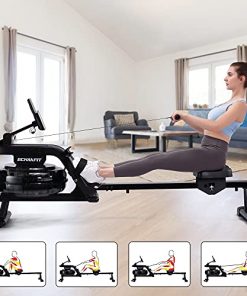 ECHANFIT Water Rowing Machine Rower with 6 Levels Resistance and 400 LBS Max Weight Capacity Cardio Exercise for Home Use